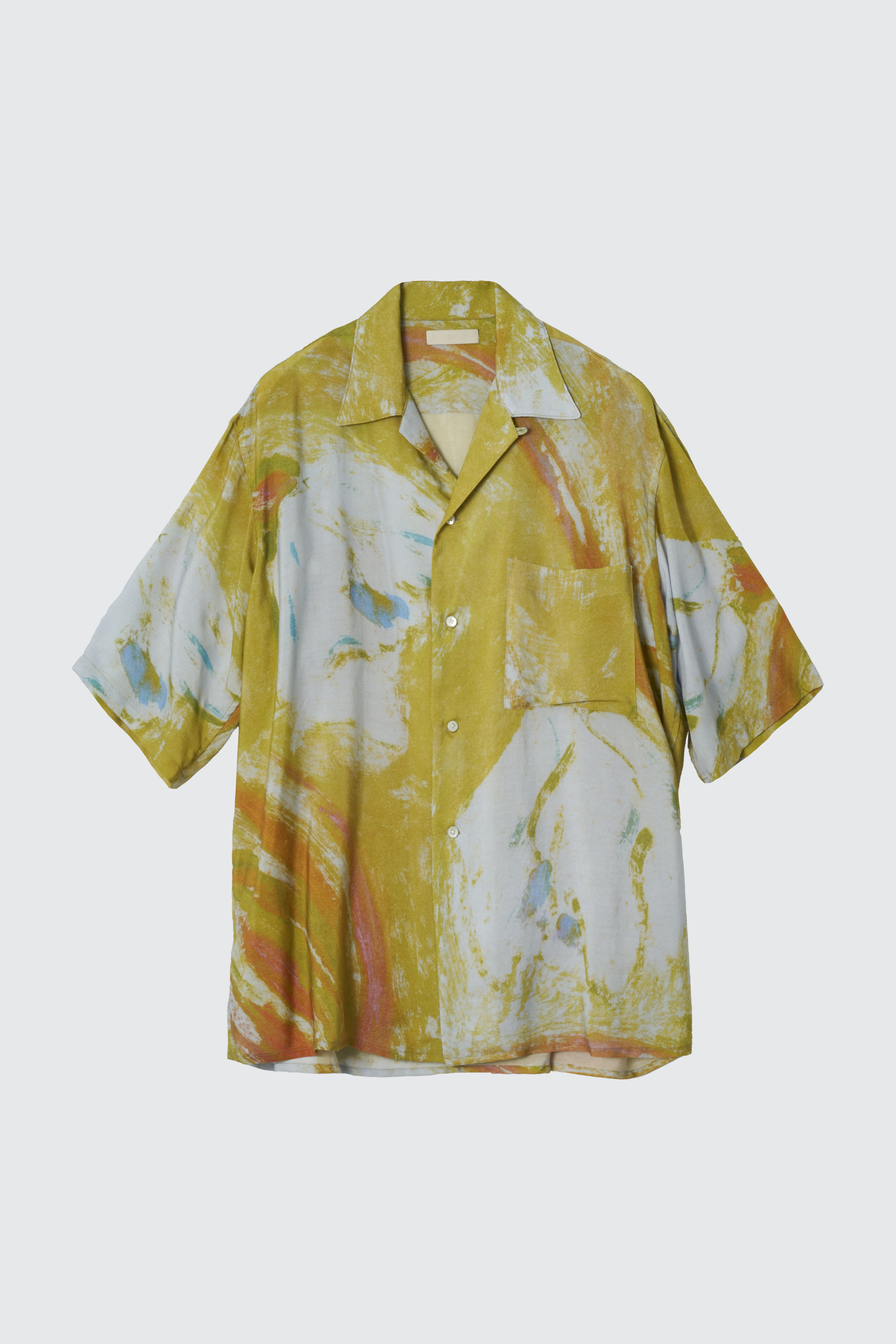 YOKE FLOWER PRINTED OPEN COLLAR SHIRT (2COL)