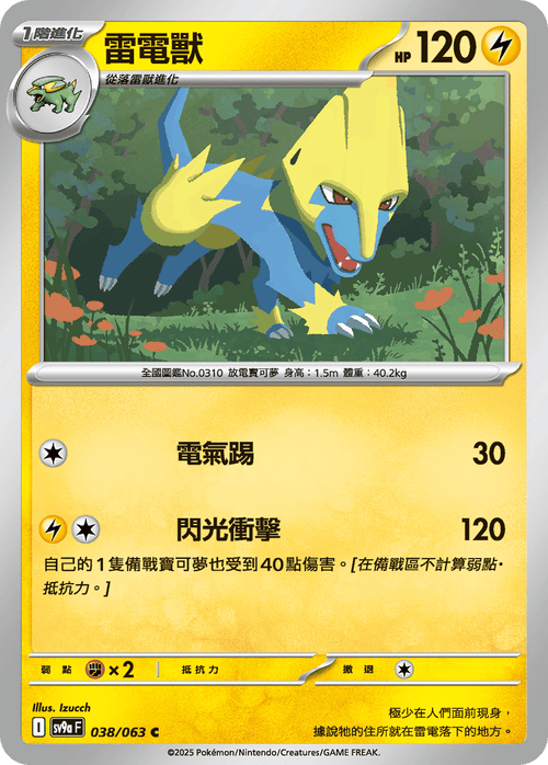 【SV9aF 038/063 C】雷電獸 C