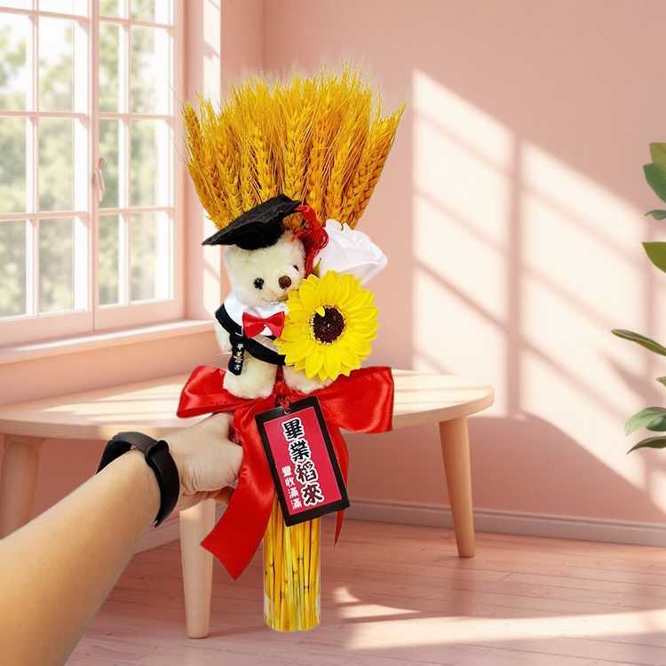 畢業熊稻謝師恩花束,感謝老師花束,道謝師恩花束,畢業花束