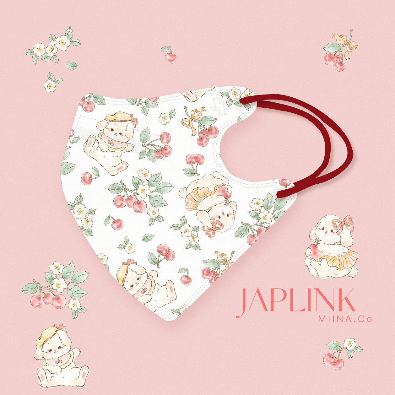 JAPLINK MASK 立體口罩【 HEPA 設計款 】櫻桃兔兔