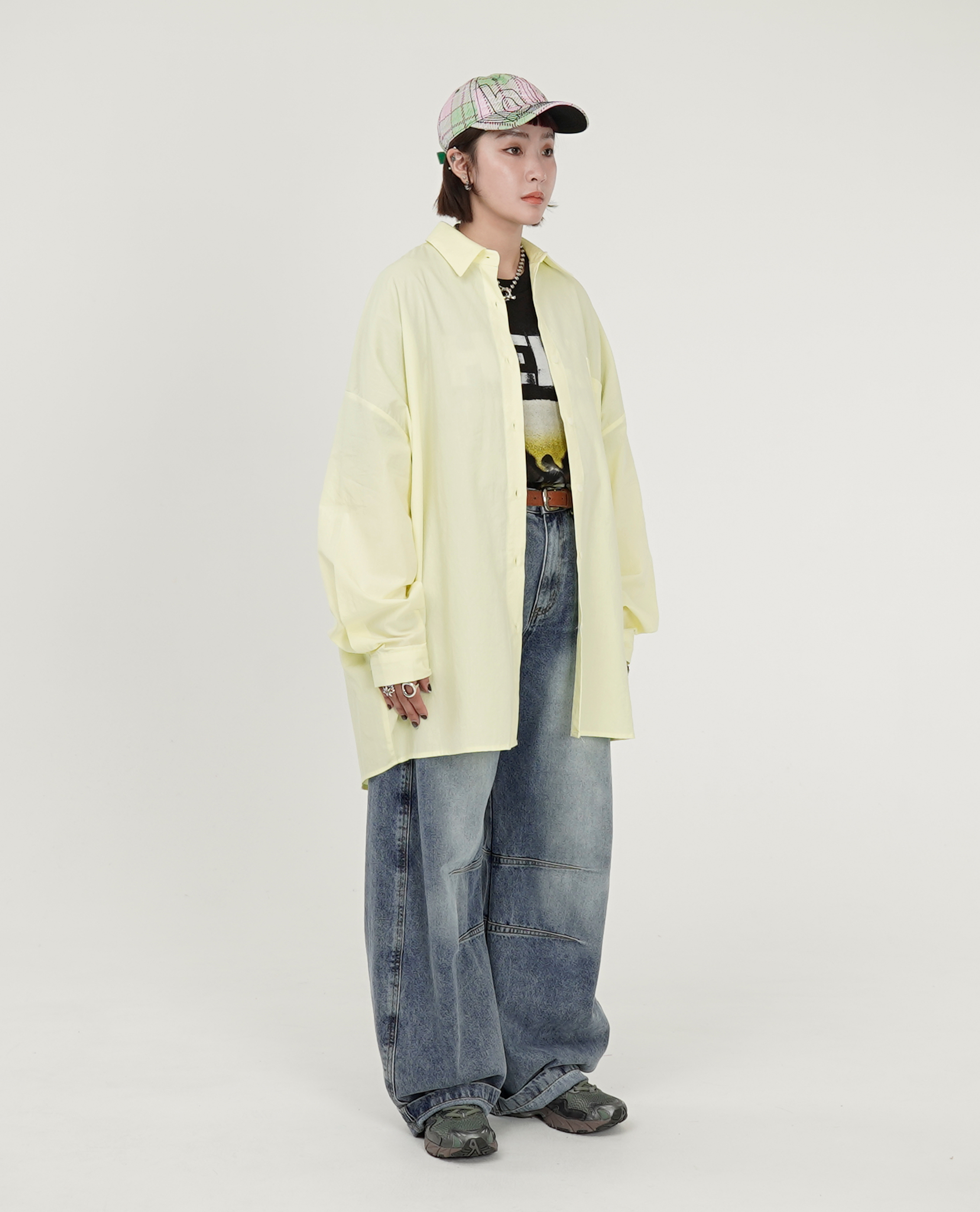 刷色膝雙車線牛仔