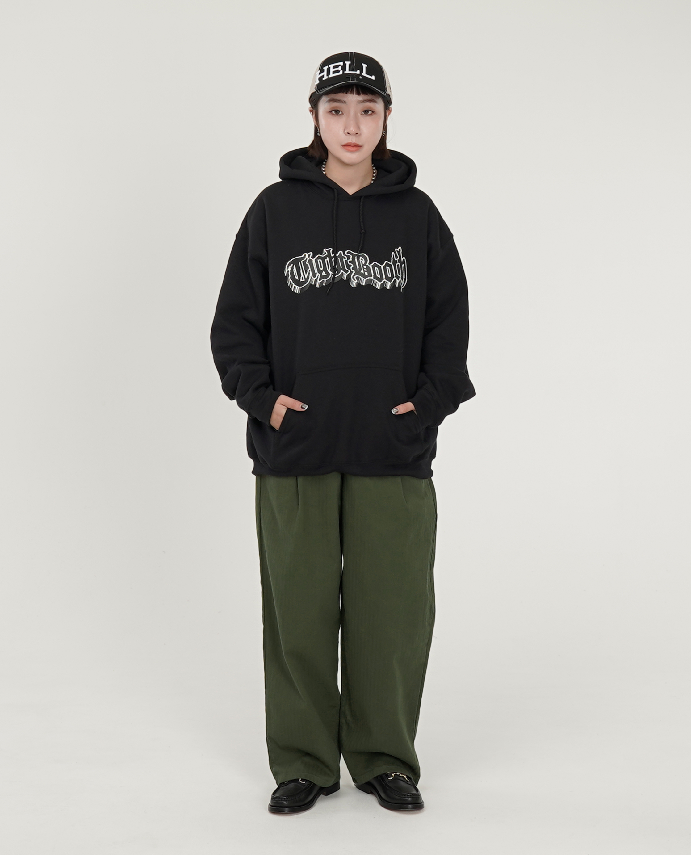 直紋鬆緊寬錐褲