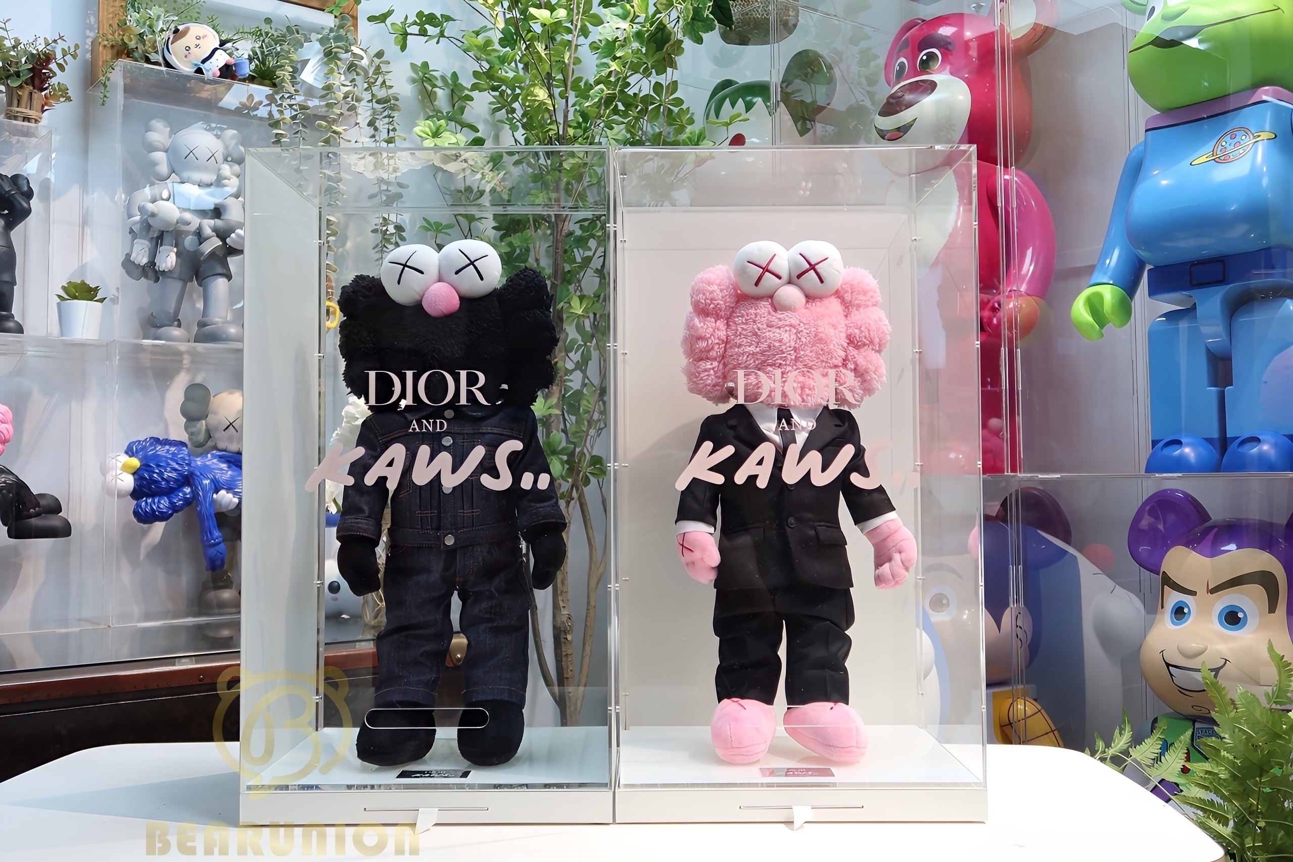 KAWS DIOR BFF PLUSH BLACK + PINK SET OF 2
