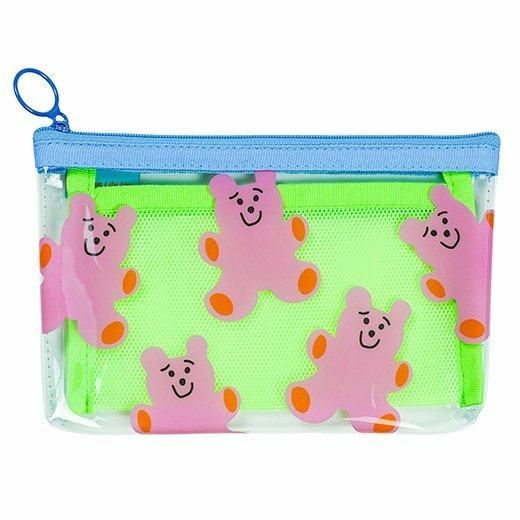 Chic_小熊 附細網透明筆袋 收納包｜日本Greeting Life
