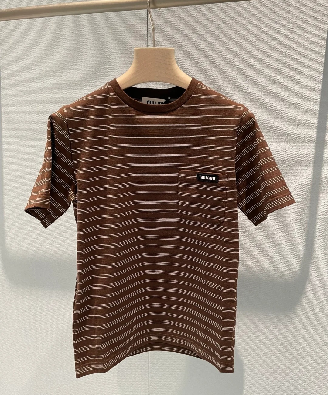Miu Miu 焦糖色 條子Tee