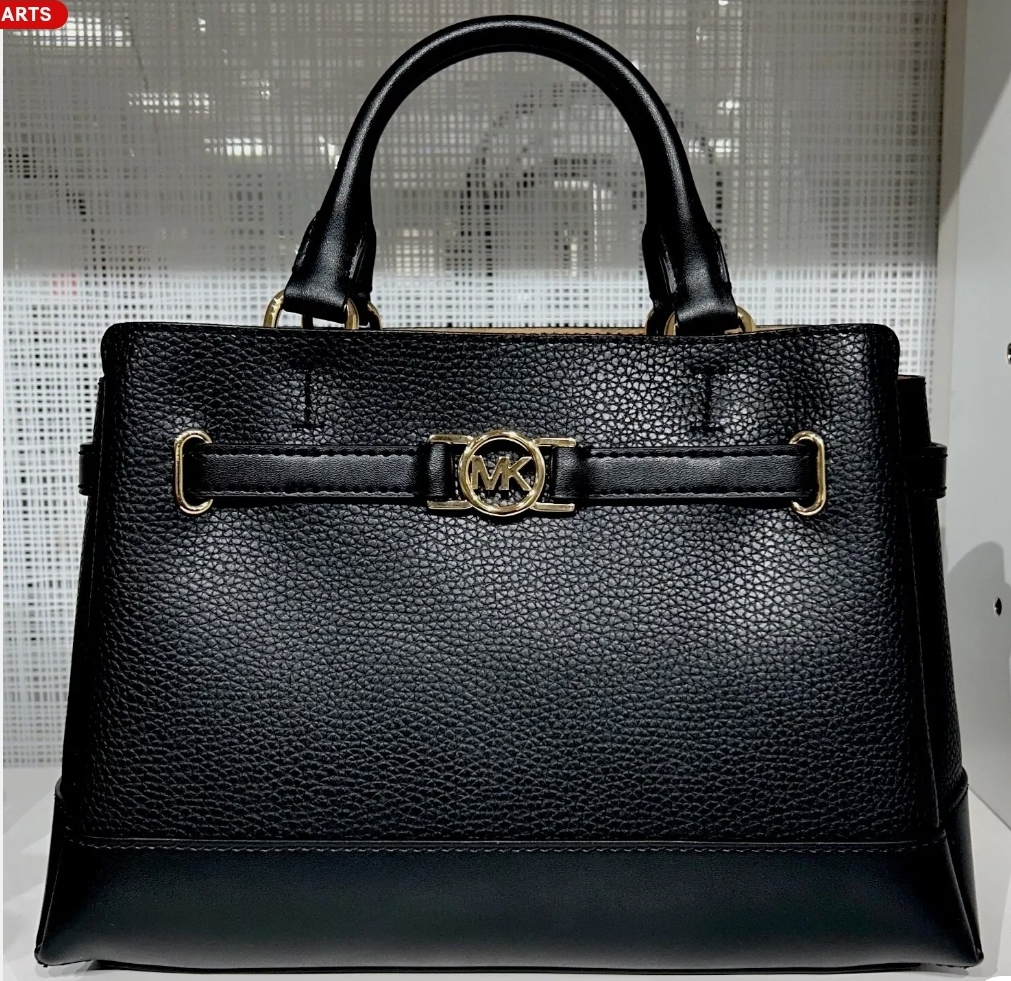 [S] MICHAEL KORS 35F4G64S3T REED LG CZ BELTED SATCHEL LEATHER,BLACK, 197853083110 (SMK1131)