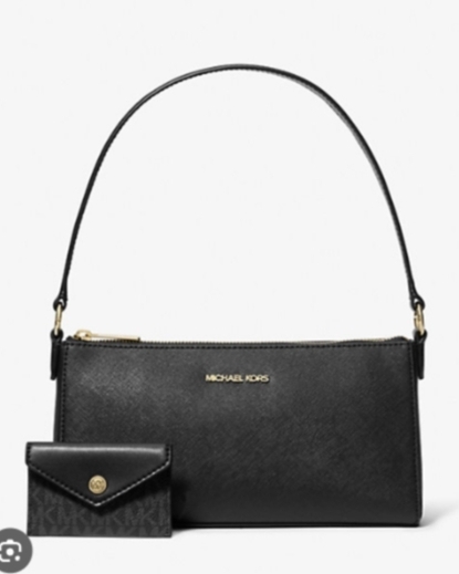 [S] MICHAEL KORS 35F4S2VC6L VINCENT LEATHER MD POUCHETT W/ ATTCH,BLACK, 197853085015 (SMK1139)