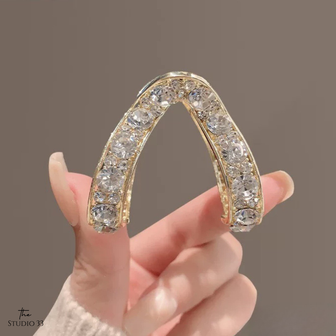 優雅V型水鑽抓夾(特價)