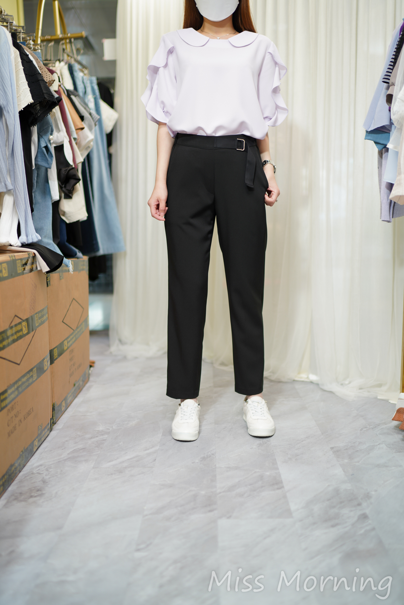 免燙靚料荷葉邊靚雪紡上衣(14508)