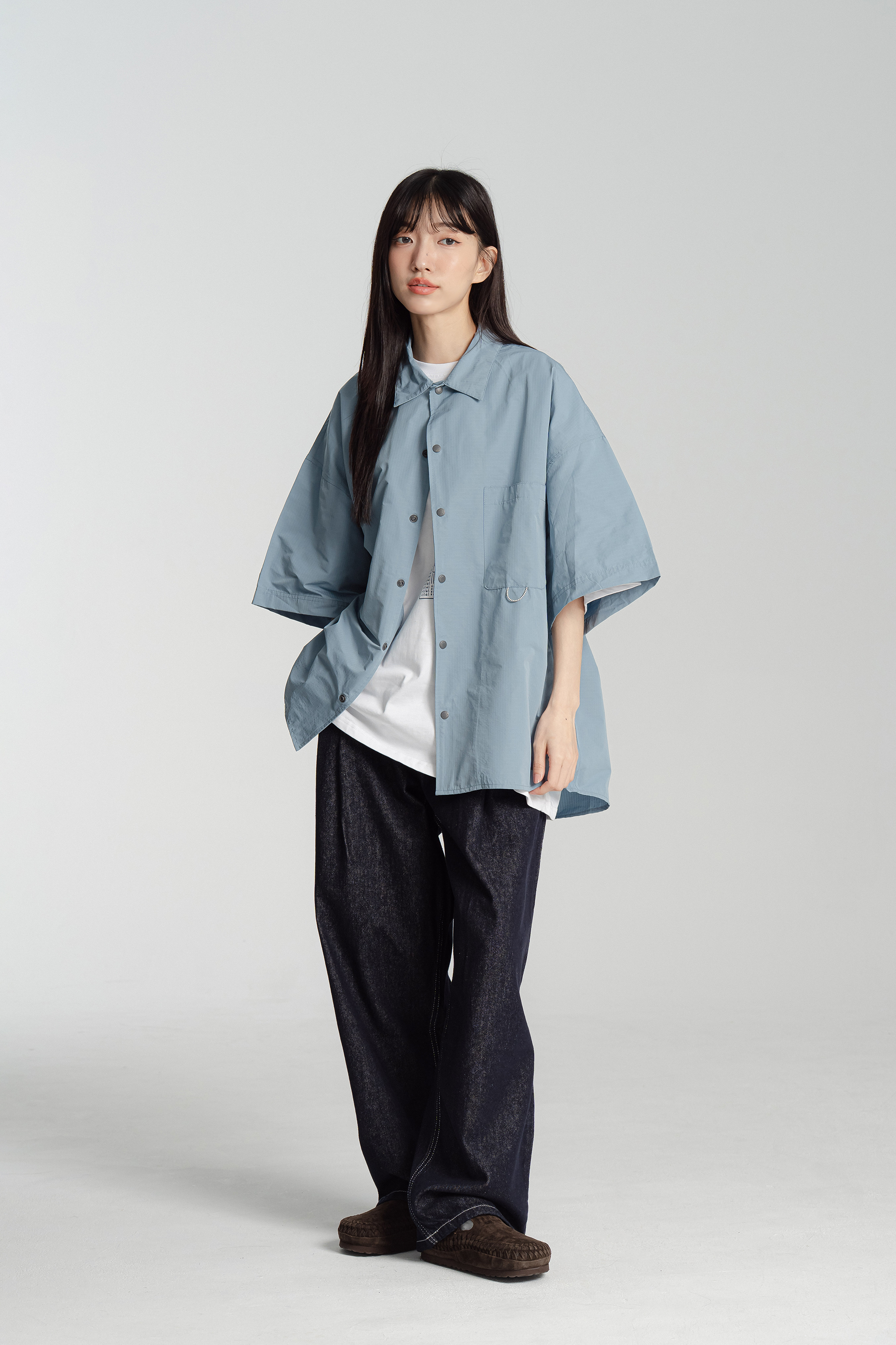 空氣感小格紋短袖襯衫 4色