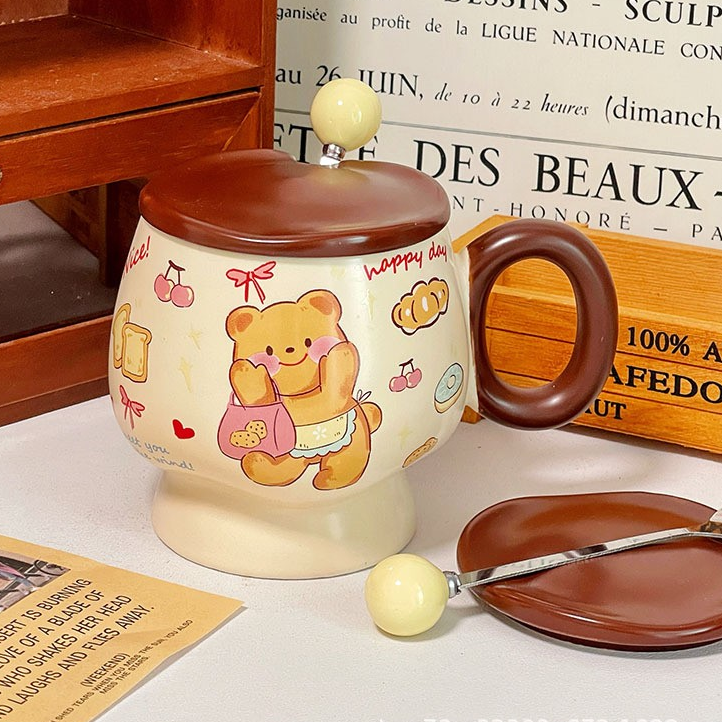 Cute Bear Lidded Spoon Mug