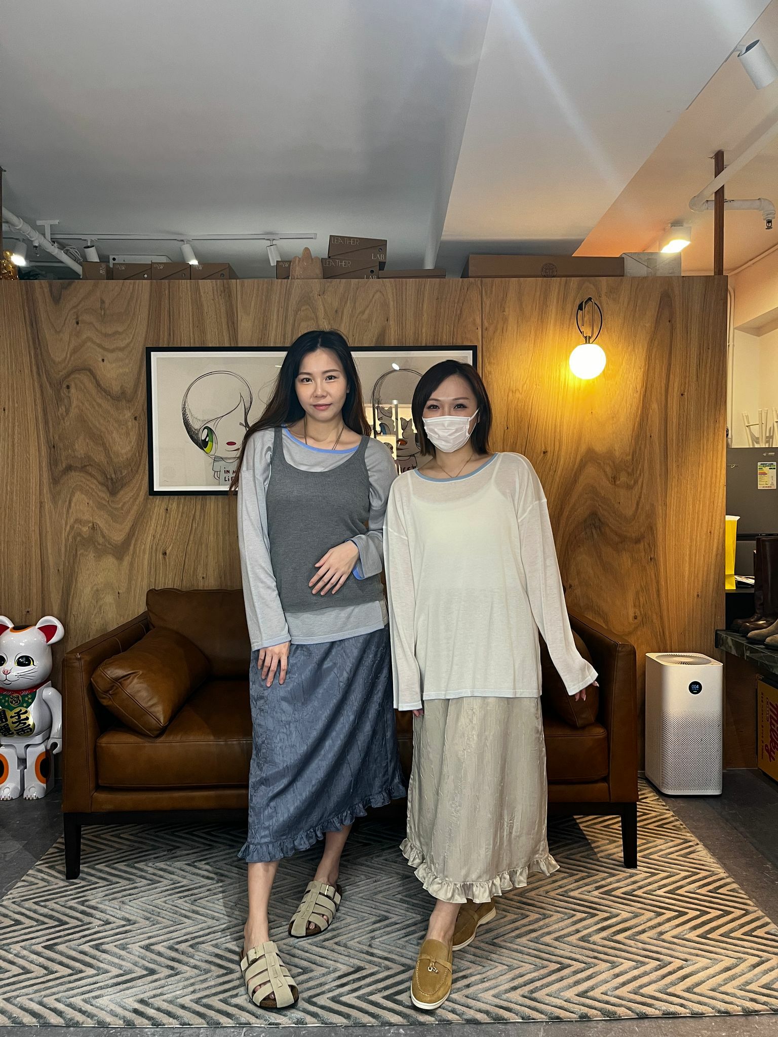 AB4088 木耳邊長裙 - 杏色