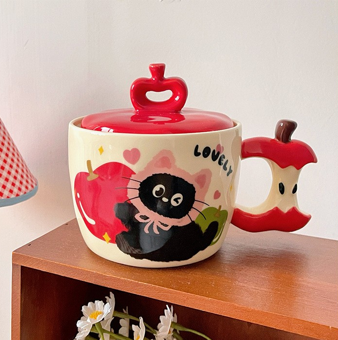 Apple Cat Lidded Mug