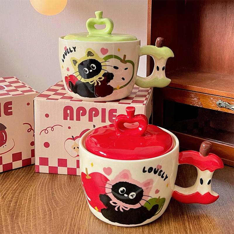 Apple Cat Lidded Mug