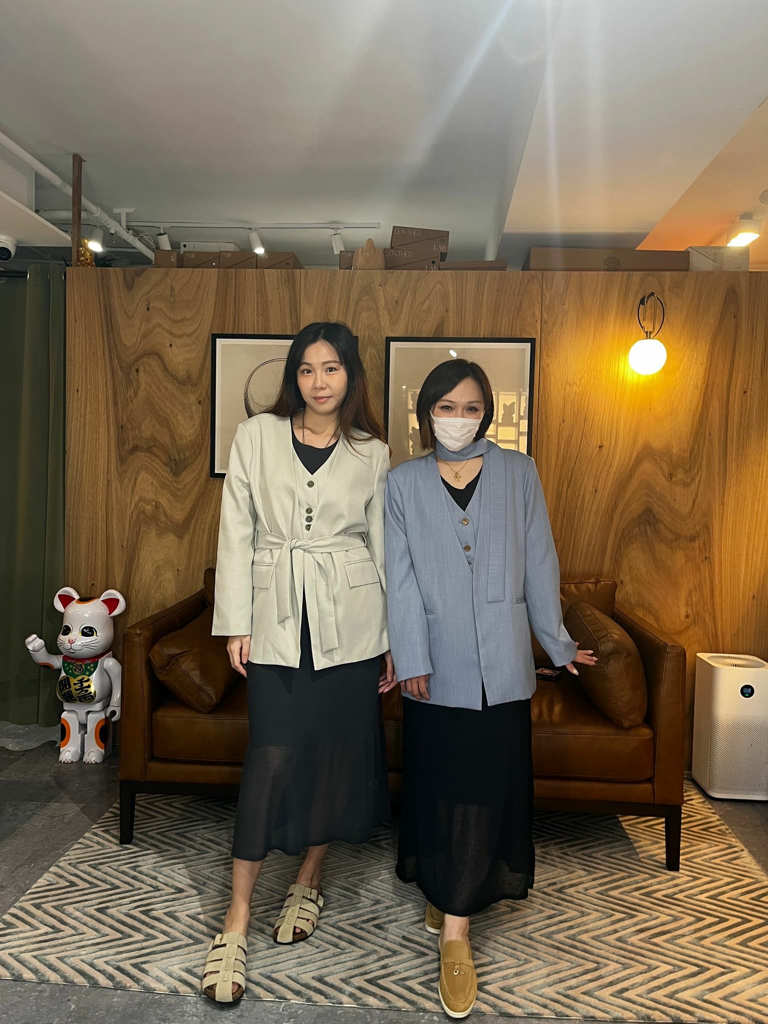 AB4067 領帶雙層西裝外套 - 藍色