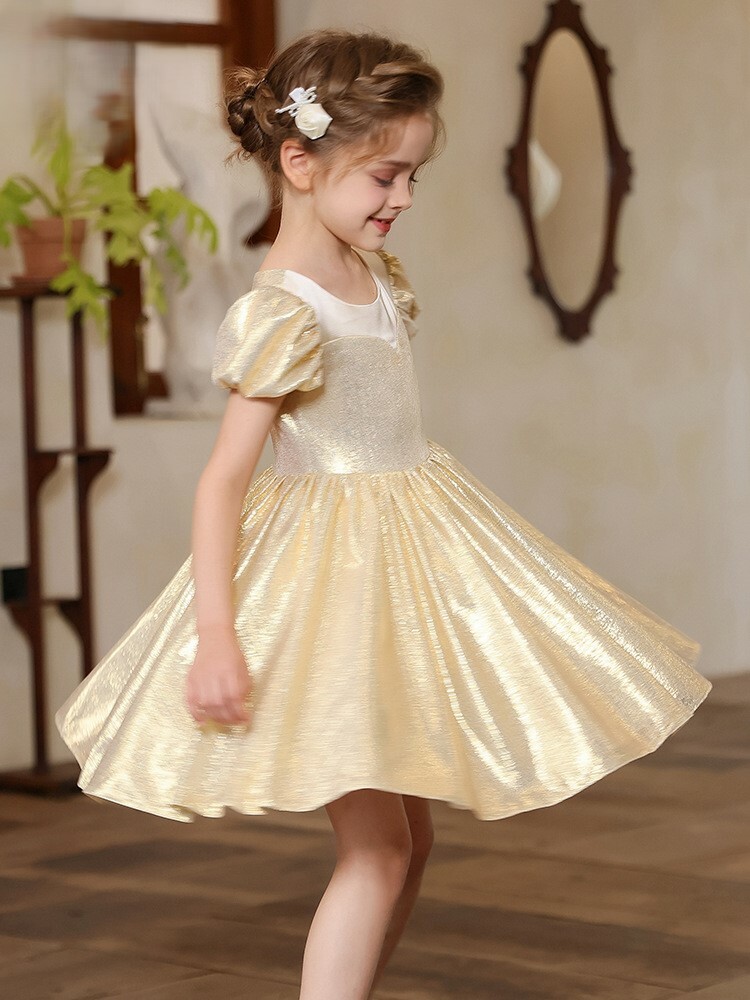 金光閃閃及膝鋼琴生日表演禮服裙