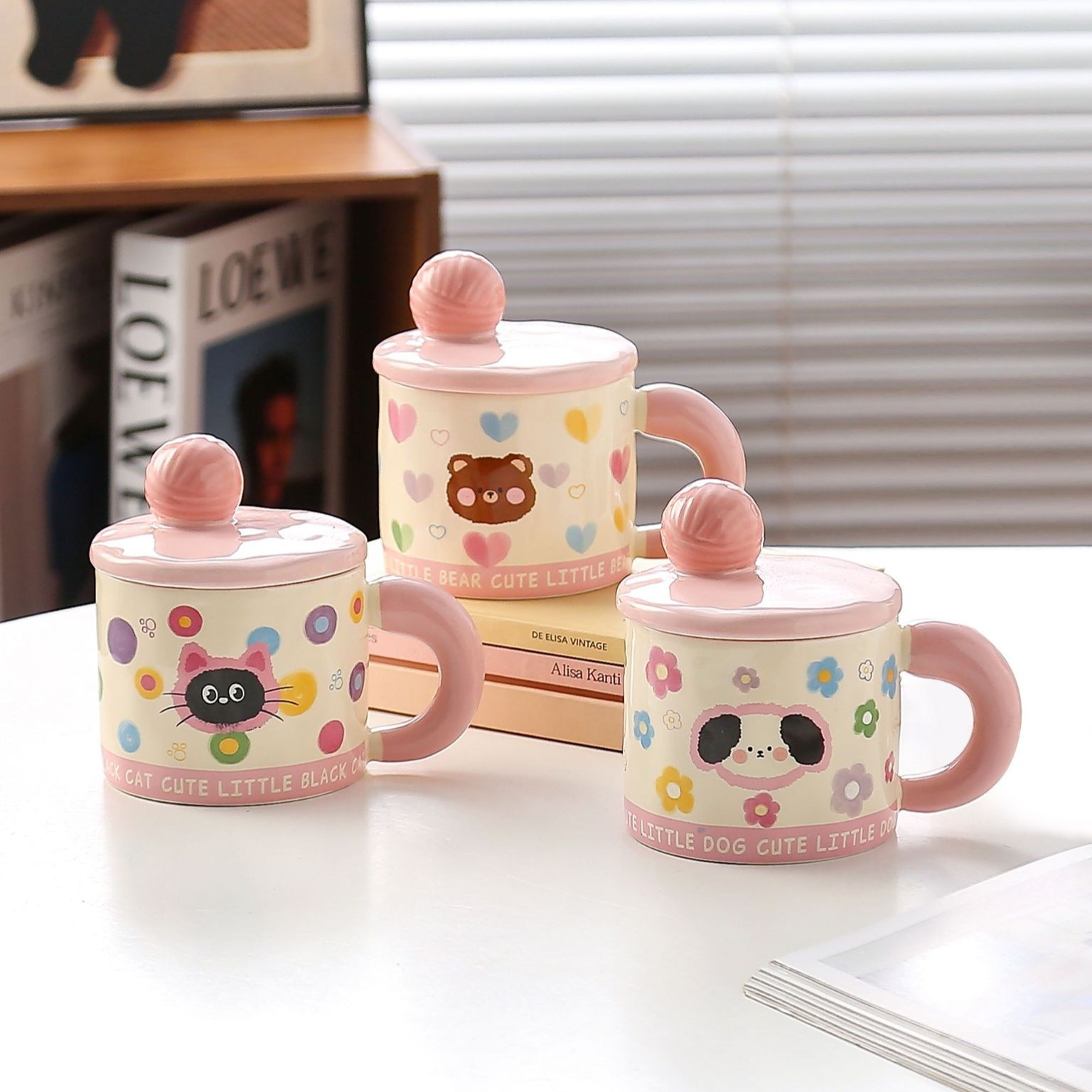 Pink Cute Pet Lidded Mug