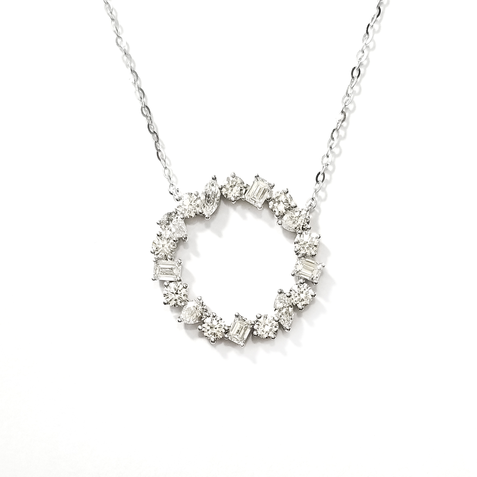18K白金 實驗室雜形培育鑽石頸鏈