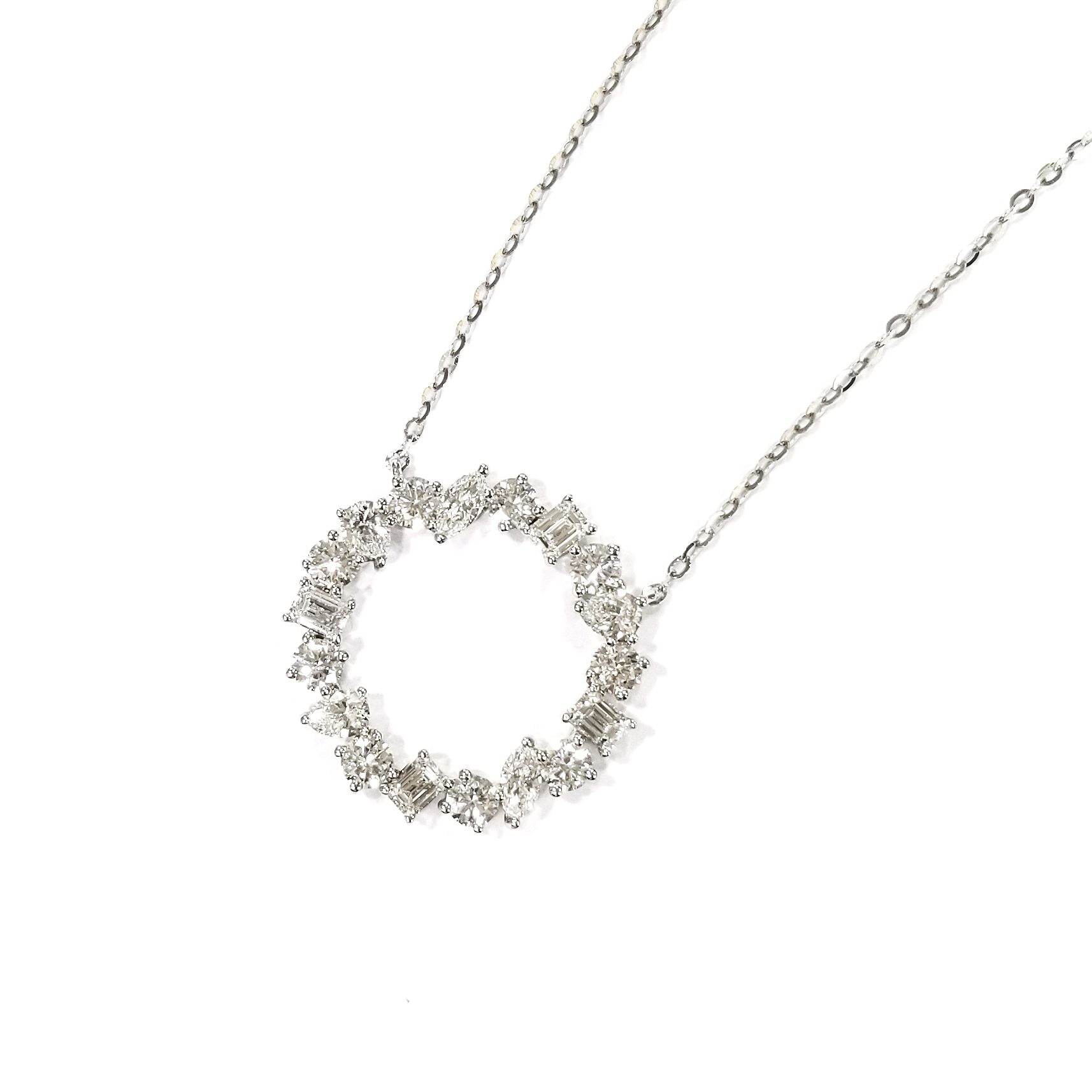 18K白金 實驗室雜形培育鑽石頸鏈