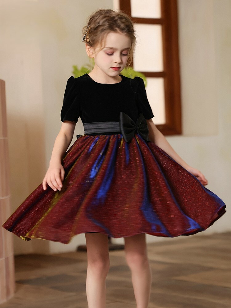 火焰紅及膝鋼琴生日表演禮服裙