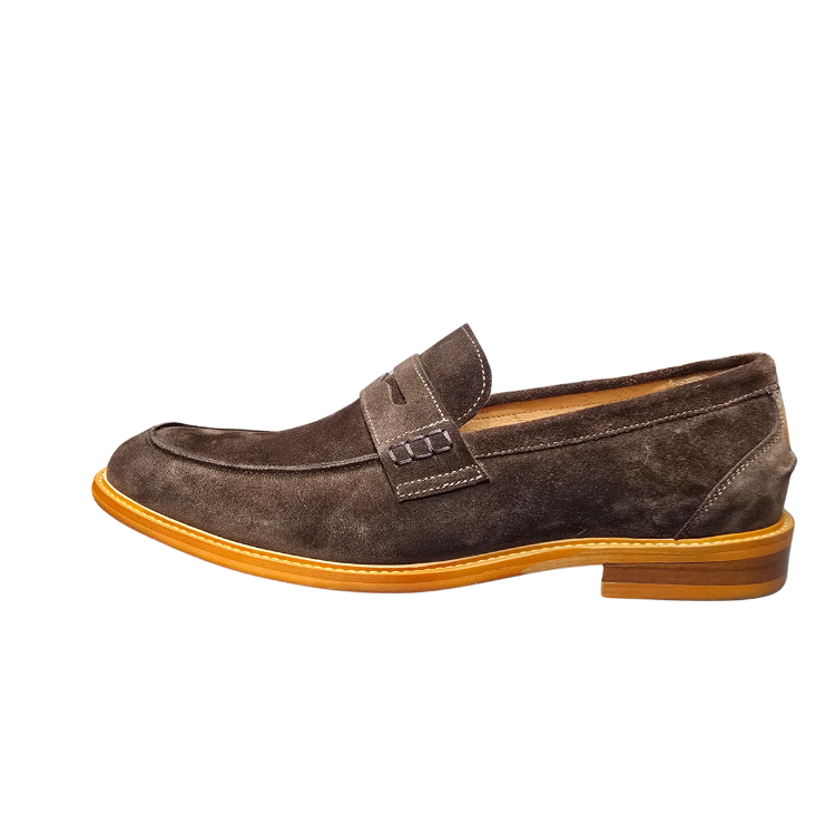 Revic 男裝休閒皮鞋 | OF-43A｜咖啡色絨面樂福皮鞋