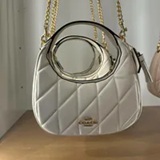 [S] COACH GOLD/CHALK CY710 CARMEN MINI CROSSBODY BAG WITH QUILTING, 196395664979 (SCO1178)