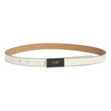 [S] KATE SPADE WHITE KS2100297C KATE SPADE NEW YORK ENAMEL PLAQUE BUCKLE BELT IN LEATHER, 722947839146-WHITE (SKS1631)