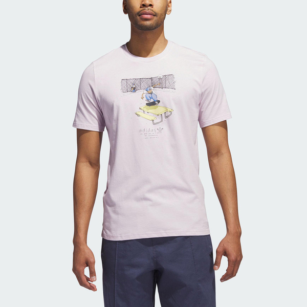 ADIDAS 短T H JONES SS TEE 粉 插畫 短袖 T恤 男 HA4527
