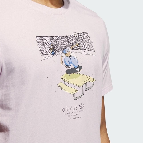 ADIDAS 短T H JONES SS TEE 粉 插畫 短袖 T恤 男 HA4527