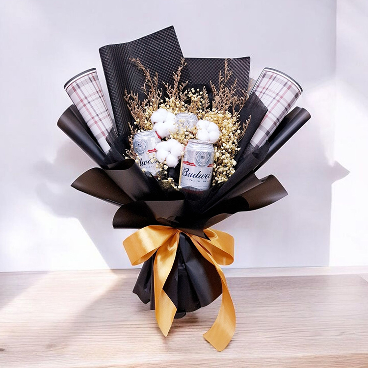 3罐百威啤酒花束Budweiser Beer_3_bouquet,啤酒花束,父親節花束,送爸爸父親節花束,送男生花束,送女生啤酒花束