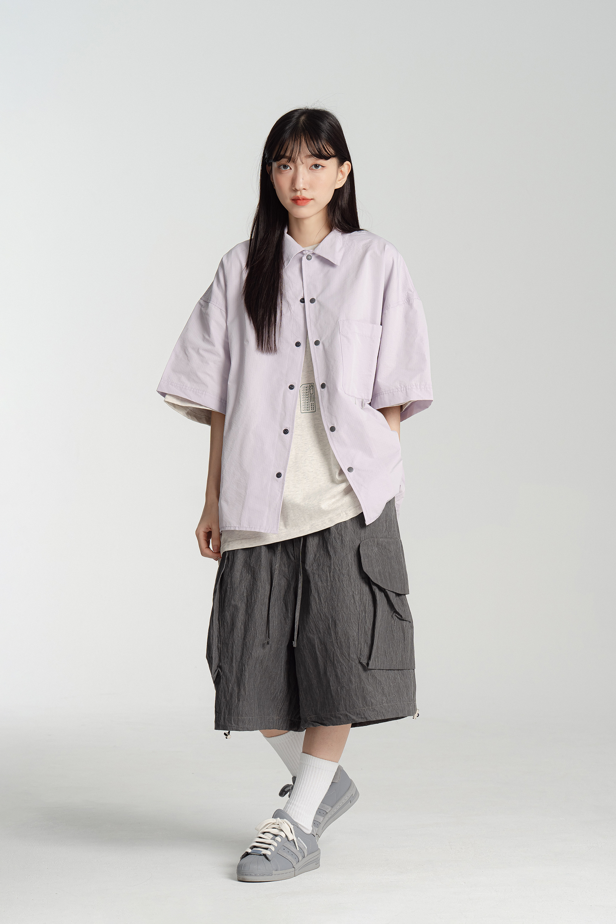 極寬日系工裝六分短褲 2色