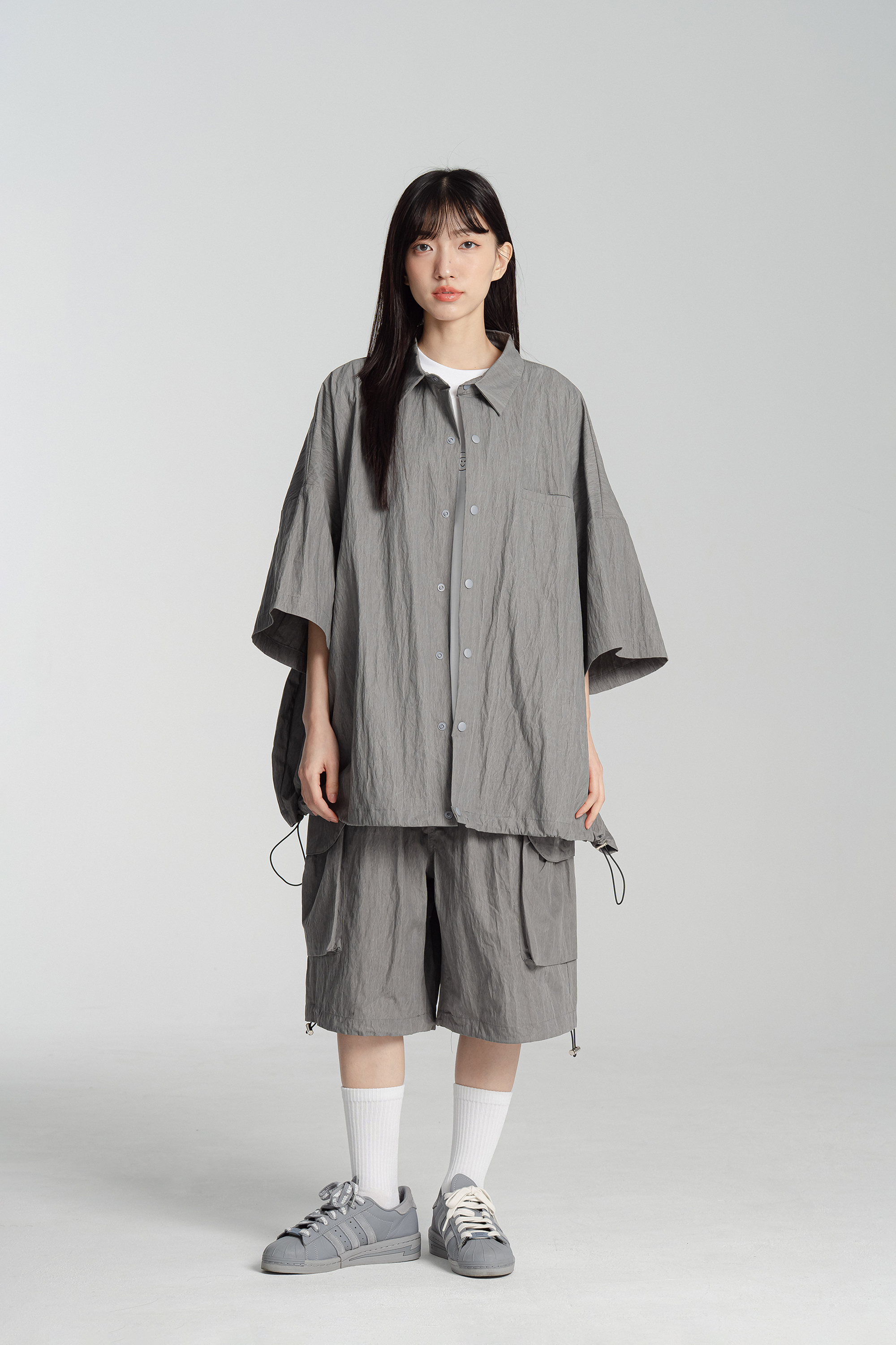 極寬日系工裝短袖襯衫 2色