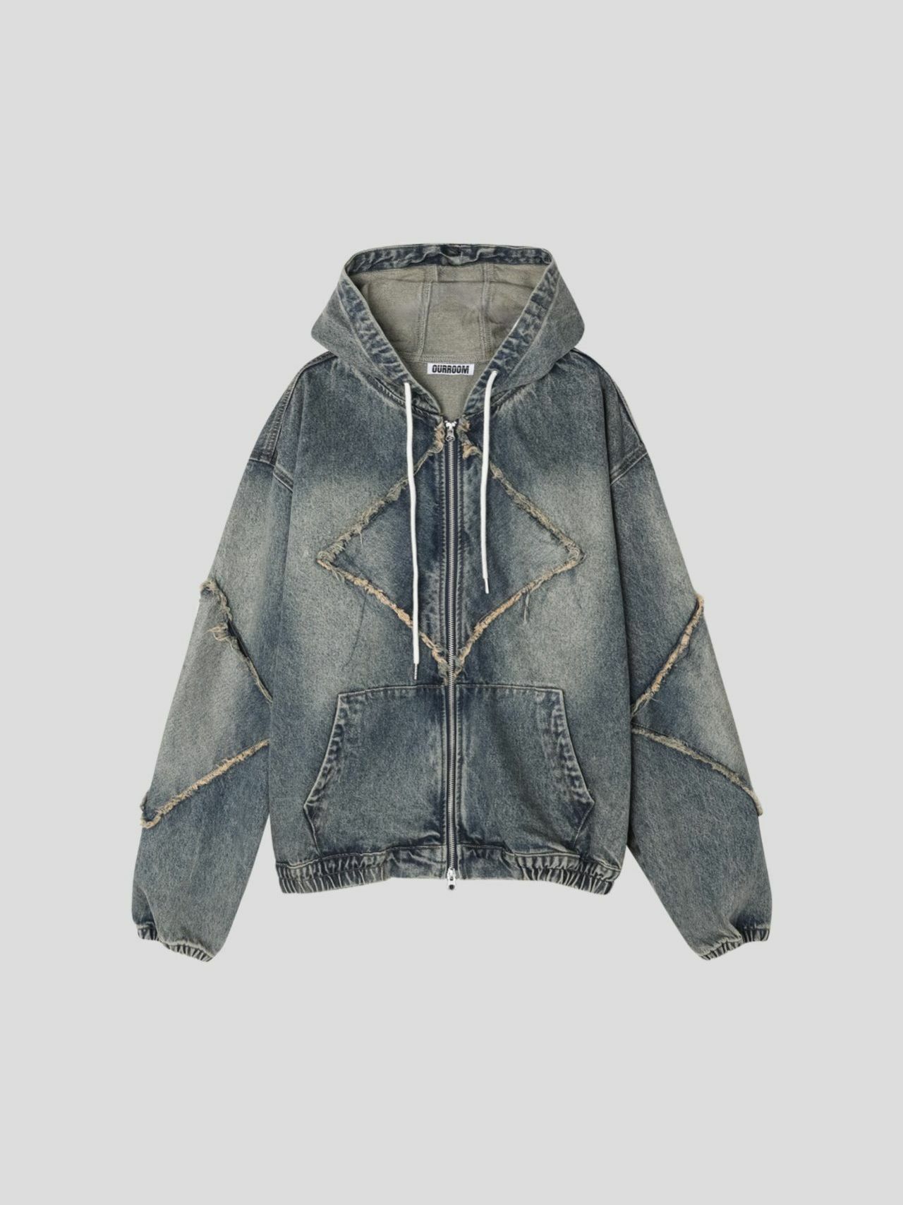 洗水連帽拉鍊牛仔褸 OUR ROOM-063JK