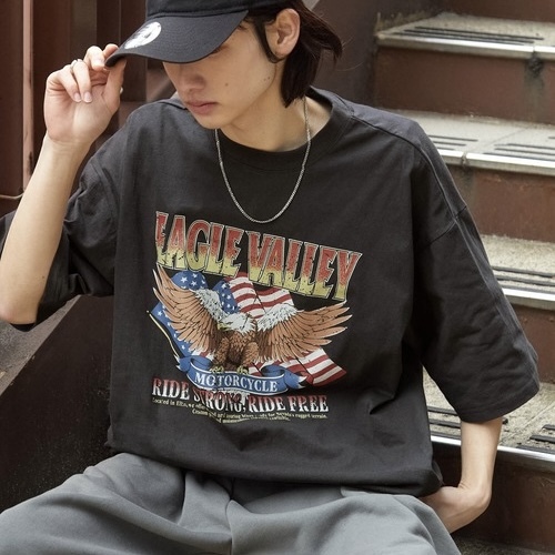 MONO-MART 老鷹印花短袖 復古設計圖案 上衣 日本代購//預購