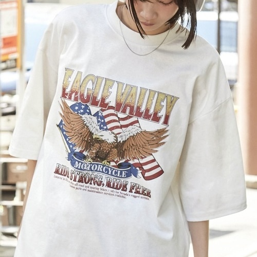 MONO-MART 老鷹印花短袖 復古設計圖案 上衣 日本代購//預購