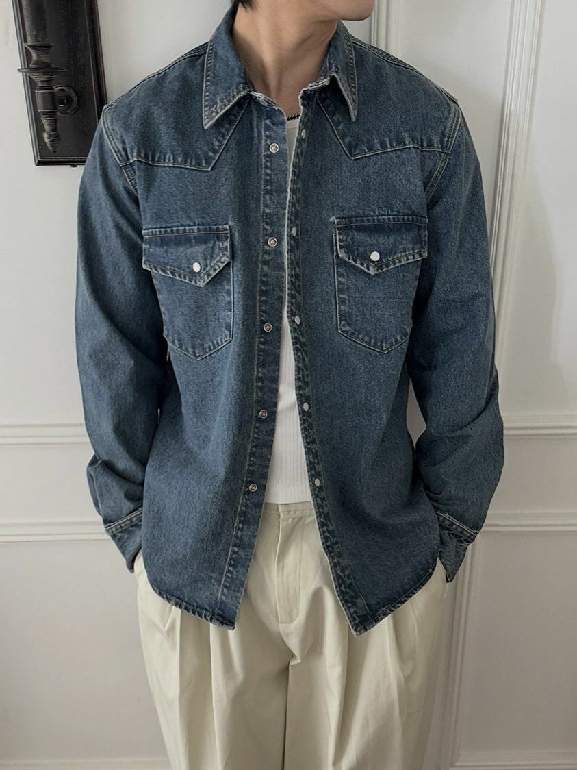 洗水淨色長袖牛仔恤衫 OUR ROOM-066S