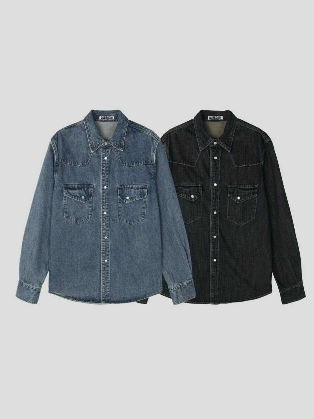 洗水淨色長袖牛仔恤衫 OUR ROOM-066S