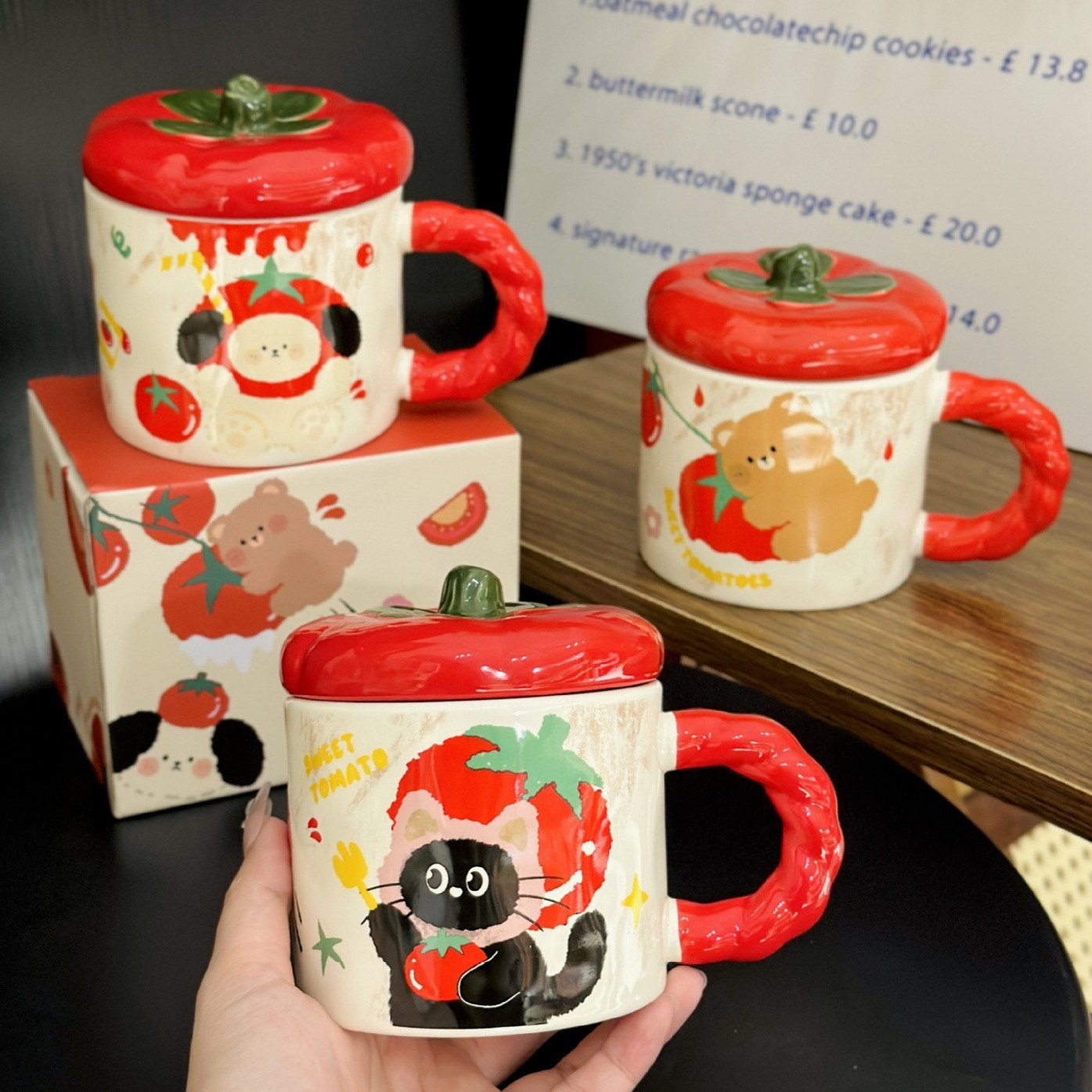 Cartoon Cute Persimmon Lidded Mug