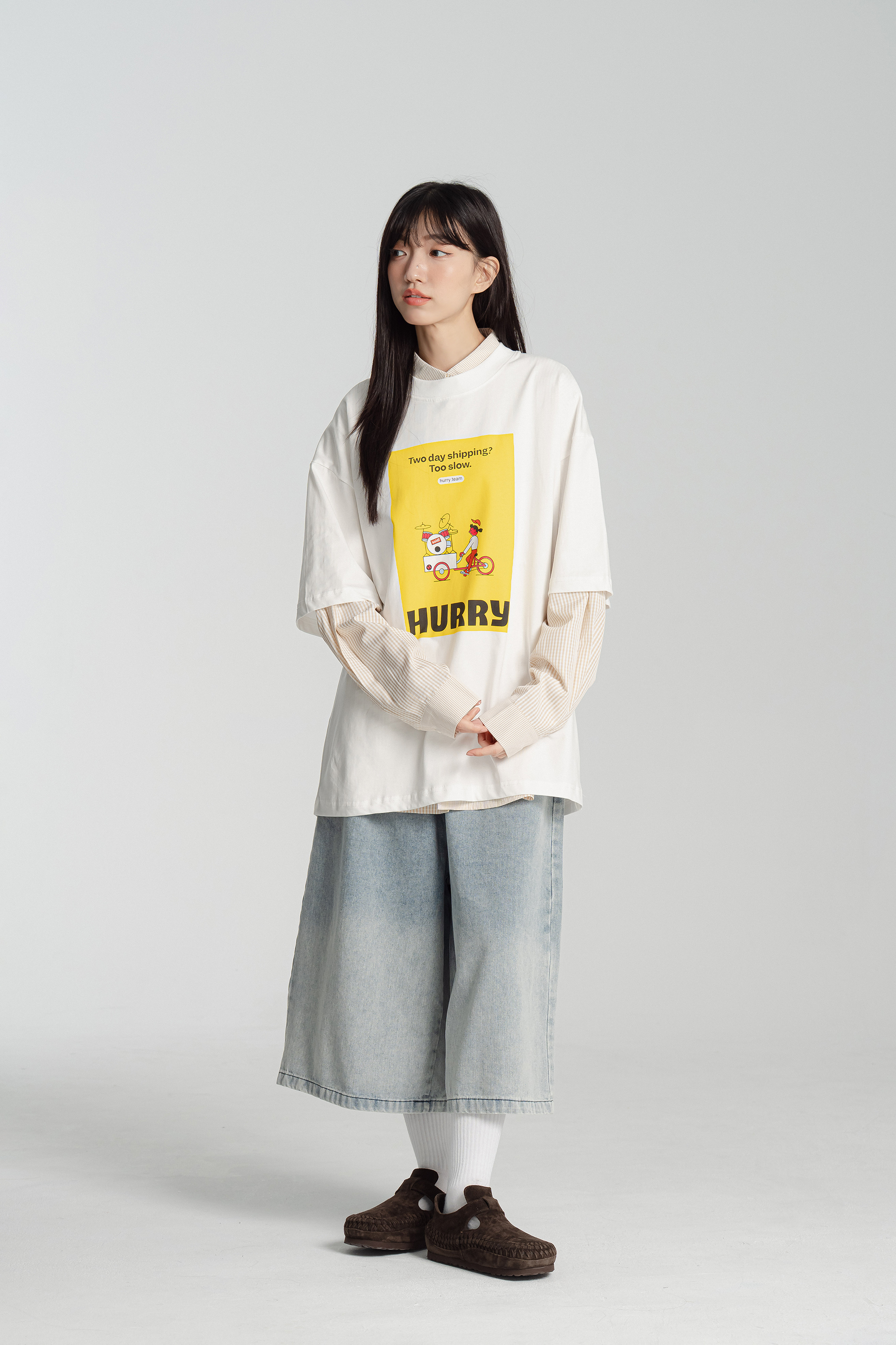 HURRY!紅黃藍印花短t 3色