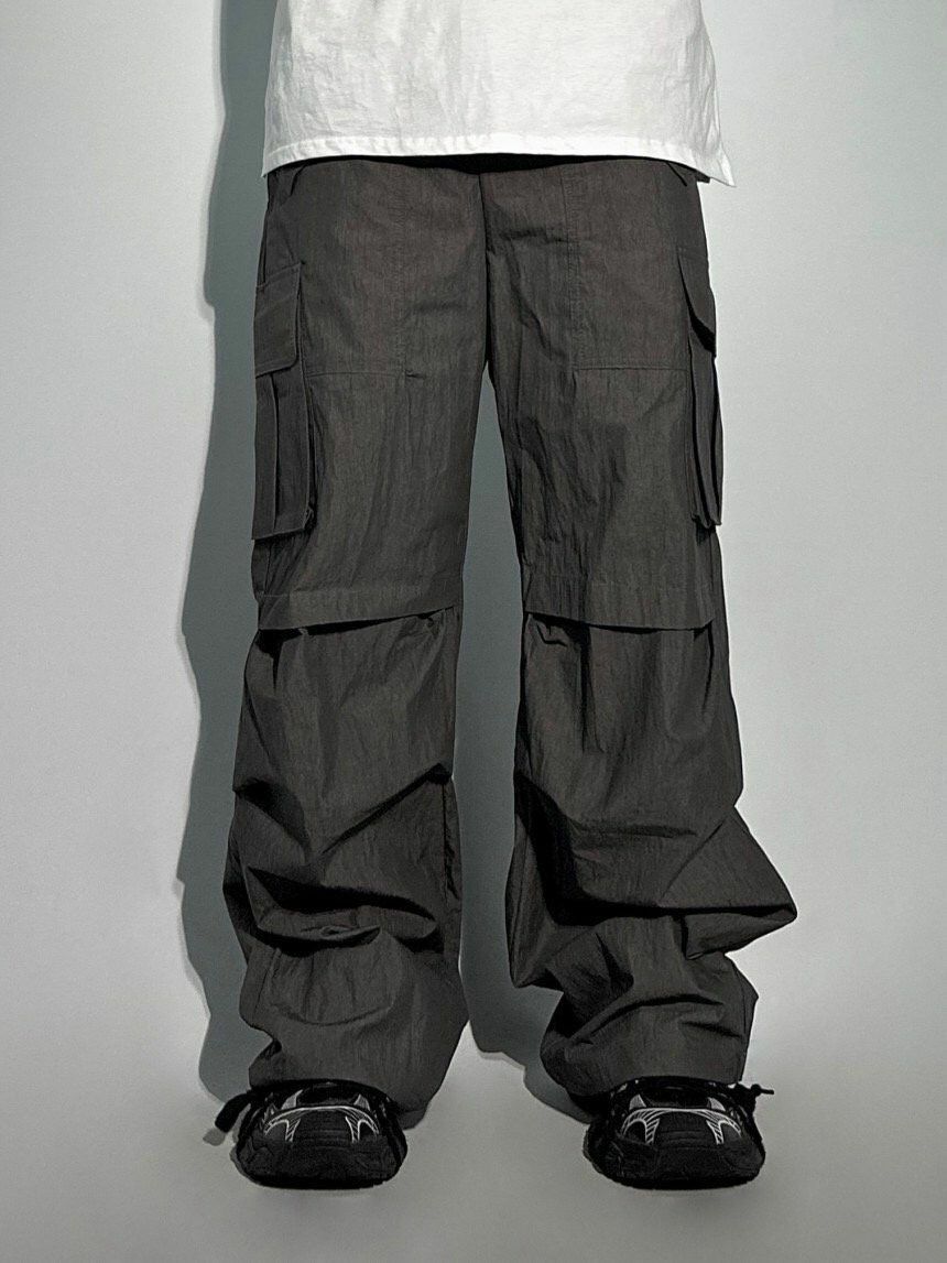 淨色可束腳工裝鬆身褲 SUB-036P