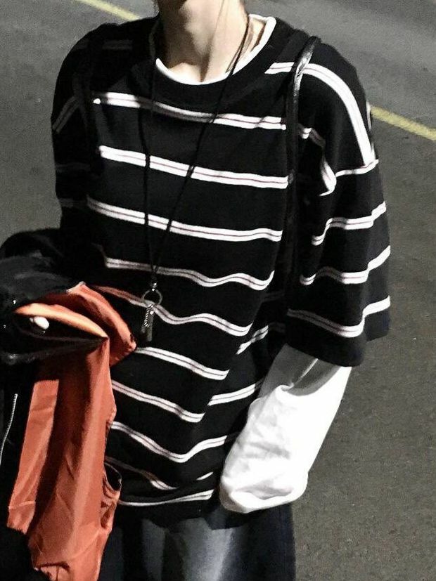 假兩件橫間長袖衫 SUB-037T