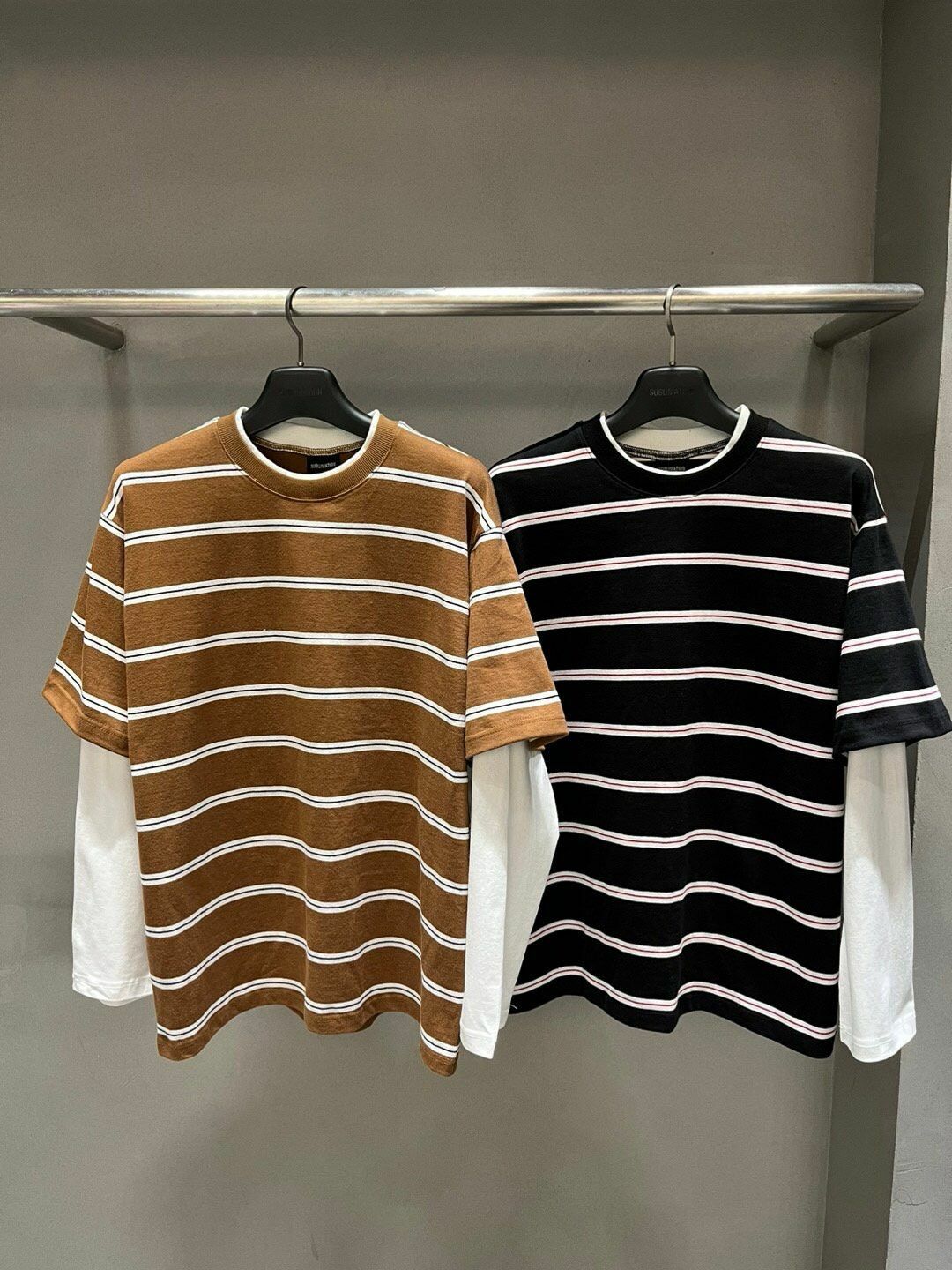 假兩件橫間長袖衫 SUB-037T