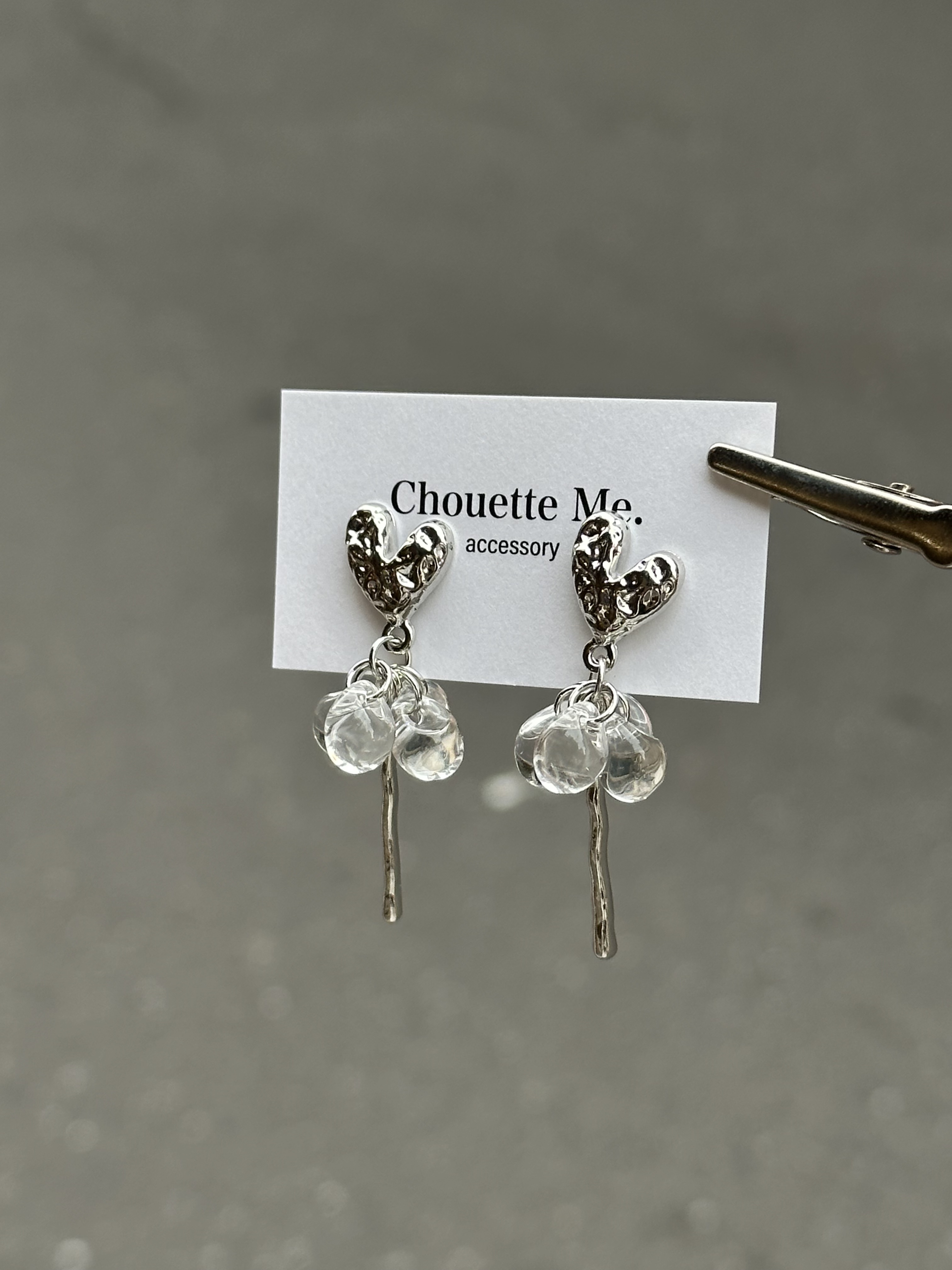 [Chouette Me.] Heart drop pierce |925銀耳針 | NO.166