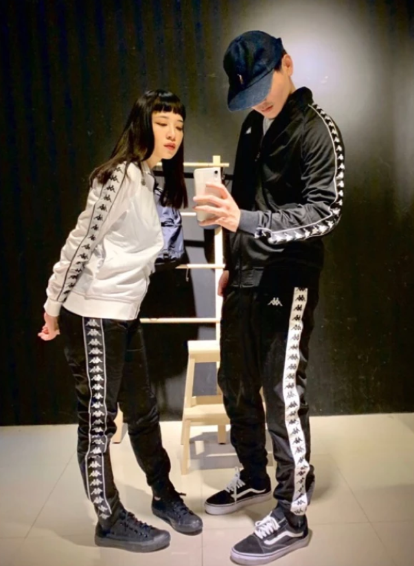 現貨 KAPPA 陰陽串標 LOGO 運動套裝 黑白 修身顯瘦 男女款 運動休閒