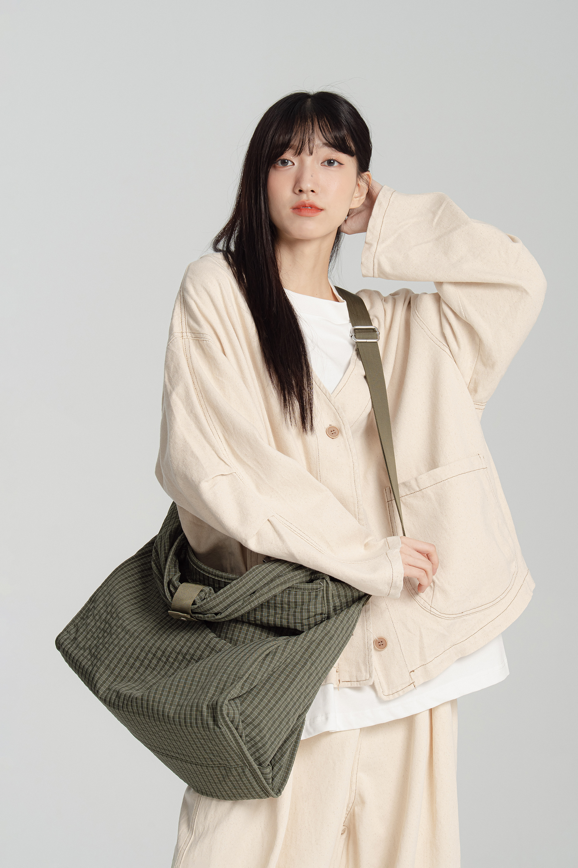 小格子大容量兩用包 3色