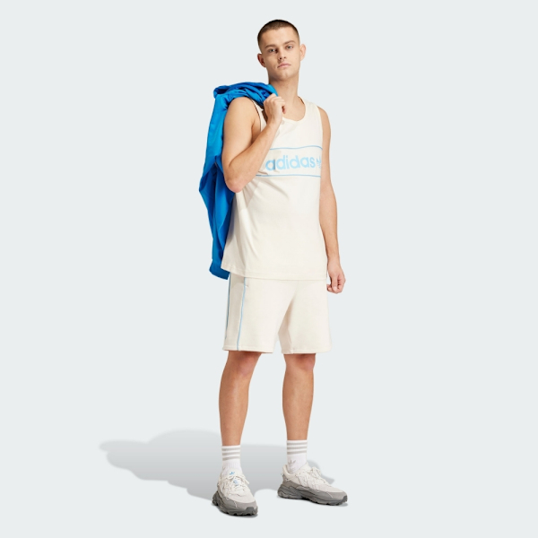 ADIDAS 背心 NY TANK 米白 藍 休閒背心 男 IU0191