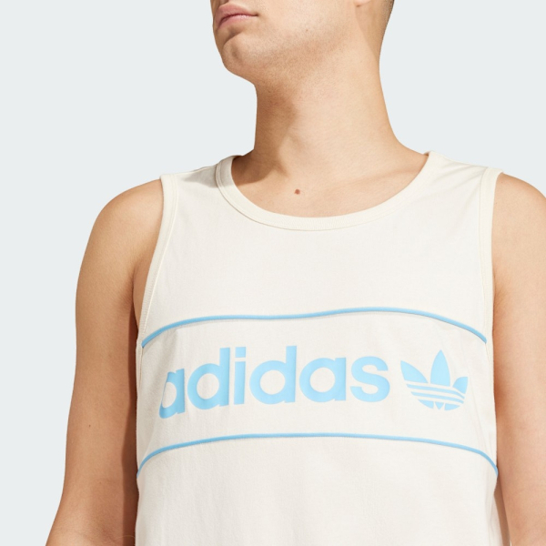 ADIDAS 背心 NY TANK 米白 藍 休閒背心 男 IU0191