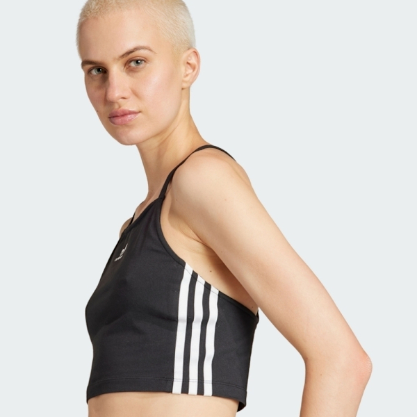 ADIDAS 背心 3 S CROP TOP 黑色 三葉草 細肩帶 短版背心 女 IU2405