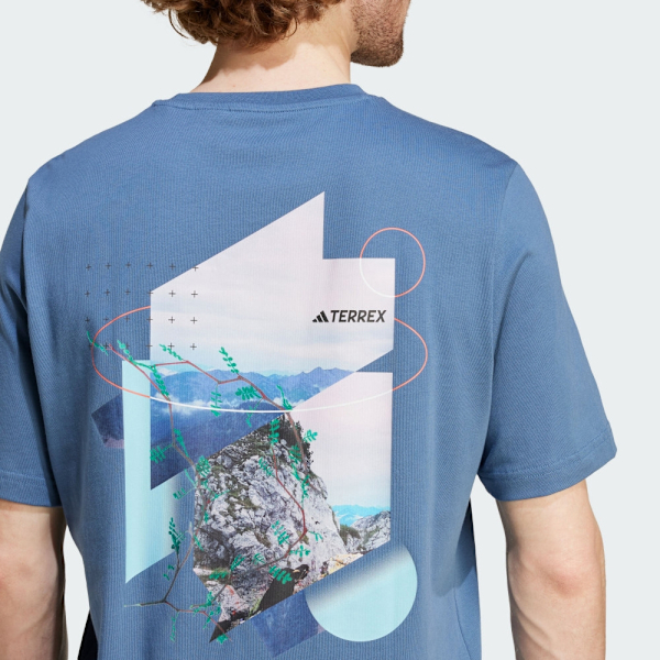 ADIDAS 短T GEONATURE M T 藍色 印花 聯名款 短袖 上衣 男 IW2722