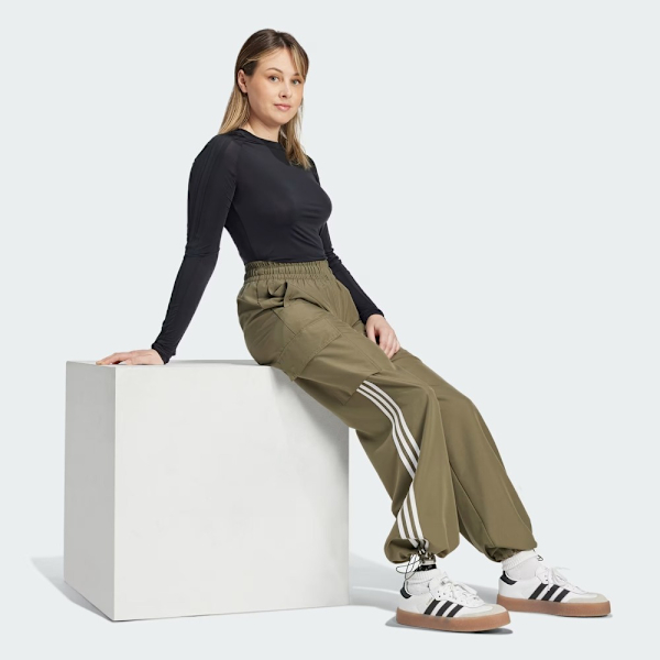 ADIDAS 長褲 3S CARGO PANTS 軍綠 工裝 寬褲 女 IX5964